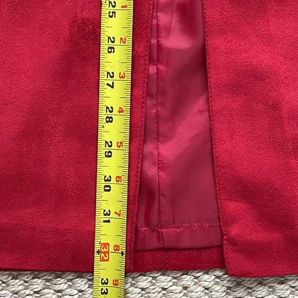 EVAN PICONE Red Suede Skirt Western Style Panel Split front - Picture 5 of 9